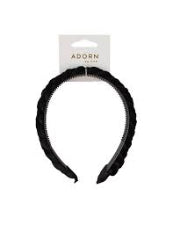 Adorn by Mae Headband Velvet Braided Black