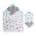 Hooded Towel & 5 Wash Cloths Elephant