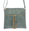 Handbag Lara Front Zip with Tassles Denim