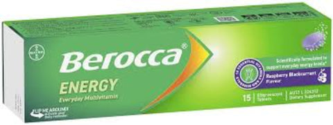 Berocca Energy Raspberry +Blackcurrant Effervescent Tablets 15s