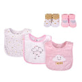 Bib & Sock Set Pink Cloud