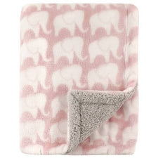 Hudson Baby Sherpa Elephant Blanket Pink