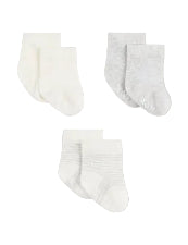 Boody Baby Sock Grey/Natural White /Stripe 0-3mths 3pk