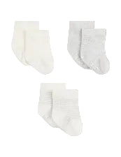 Boody Baby Sock Grey/Natural White/Stripe 6-12mths 3pk