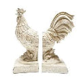 Country Rooster Bookends French White set 2