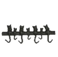 Cast Iron Cats Key Rack 7 Hooks