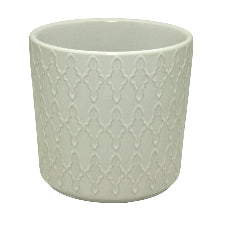 White Pattern Ceramic Pot 12cm
