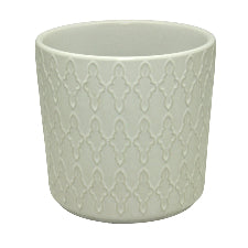 White Pattern Ceramic Pot 15cm