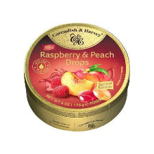 Cavendish & Harvey Tin Raspberry & Peach Drops 175g