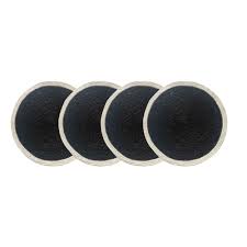 Seagrass/Jute Round Coaster Black Cream Border (4)