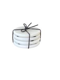 Round Marble Coasters White (4)