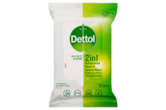 Dettol 2in1 Antibacterial Wipes 15pk