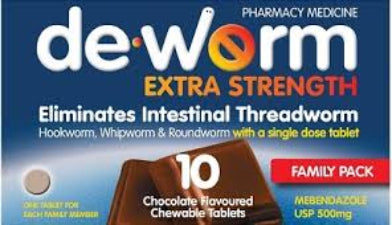 De-Worm Extra Strength 500mg Choc 10tabs