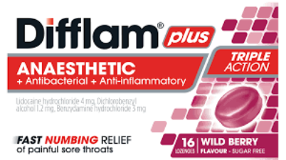 Difflam Plus Lozenges Anaesthetic Wild Berry 16s