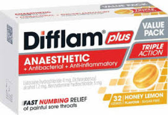Difflam Lozenges Plus Anaesthetic Honey & Lemon 32s