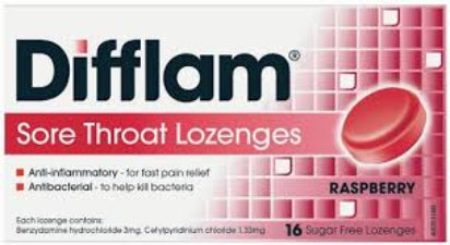 Difflam Lozenges Raspberry Sugar Free 16