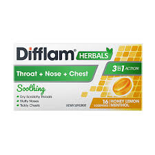 Difflam Herbals Lozenge Honey Lemon Menthol 16s