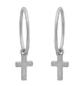 Glam Silver Sleeper +Cross Earrings