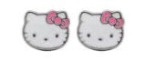 Glam Silver Enamel Hello Kitty Earrings