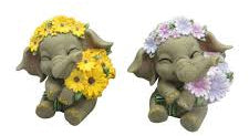 Baby Elephant with Flowers 9cm