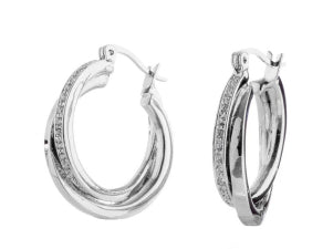Euro Silver Double Twist Hoop Earring