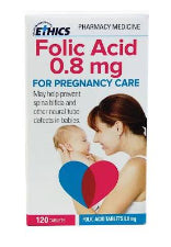 Ethics Folic Acid 0.8mg 120pk