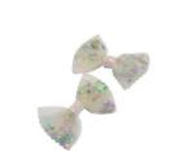 MAE 40-3122 Alligator Clips Glitter Bow White 2 pack