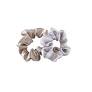 MAE 41-2209 Elastic Scrunchie Satin Pink & Silver 2 pack
