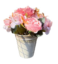 Pink Roses Round Glazed Pot