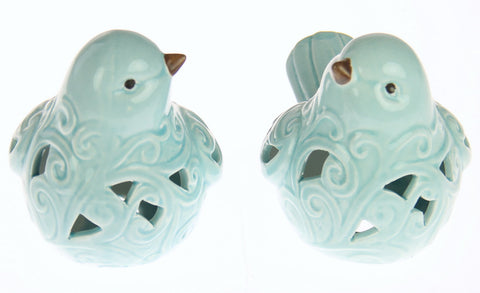 Aqua Ceramic Birds with Curls