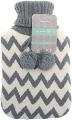 Knit Hot Water Bottle Cover Stripes Grey