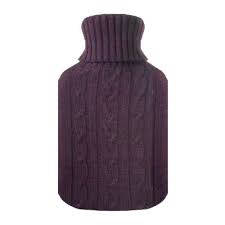 Knit Hot Water Bottle Cover Cozy Brown