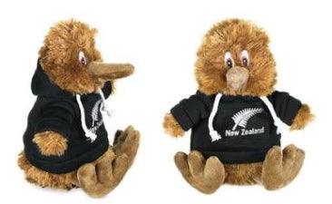 Kiwi Toy with Black NZ Hoodie 22cm