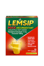 Lemsip Max Cold & Flu  Decongestant Lemon 10