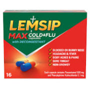 Lemsip Max Cold + Flu Caps Decongestive 16s