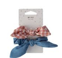 MAE 40-3223 Elastic Scrunch Gingham & Chambray 2 pack