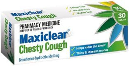 Maxiclear Chesty Cough 8mg Tabs 30s