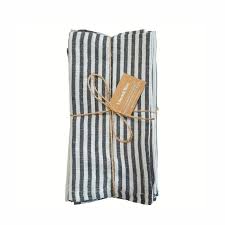 Forage Napkins Set4 Charcoal Stripe - Linen Cotton Blend