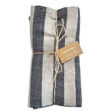 Forage Napkins Set4 Taupe/Black - Linen Cotton  Blend