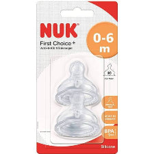 Nuk First Choice+ Silicone Teat Size 1 Med Hole 2pk