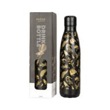 Parrs Drink Bottle Black/Gold Birds