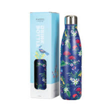 Parrs Drink Bottle Bird Flower Navy 500ml