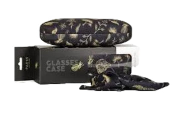 Parrs Glasses Case Black & Gold Birds