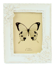Photo Frame Roses in 2 Corners White