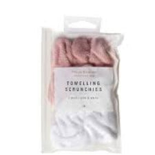 Simply Essential 21-1303PW Toweling Scrunchie Pink & White 2pk