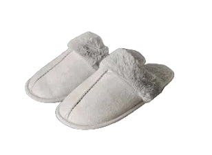Womens Slippers Grey w Grey Fur Large 11-12 Slip on