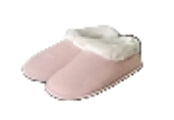 Women Slippers Pink w White Fur Med 9-10 Full Back