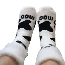 Comfort Socks Kiwiana Moo Black on White
