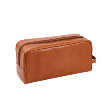 Leather Toilet Bag - Brown