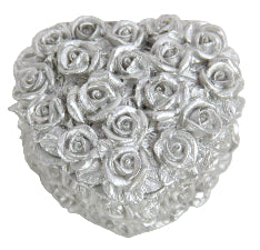 Silver Rose Heart Box